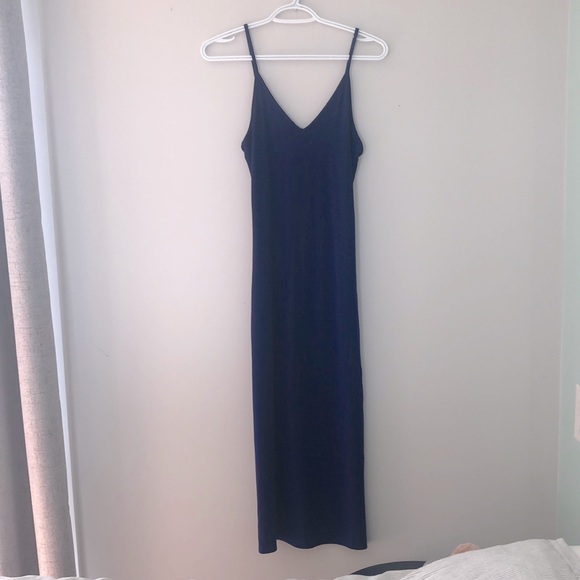 Royal Blue Small Maxi Dress with Slit - Picture 1 of 4
